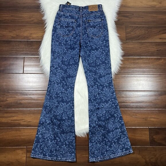 Lee x Free People‎ Women's Size 27 Floral Print High Waisted Flare Denim Jeans - Picture 6 of 9